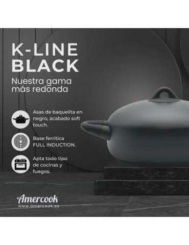 Cacerola baja con tapa 28CM 6/7 k-line black KLI0628 AMERCOOK