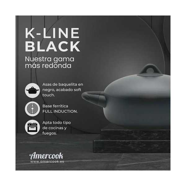 Cacerola baja con tapa 28CM 6/7 k-line black KLI0628 AMERCOOK