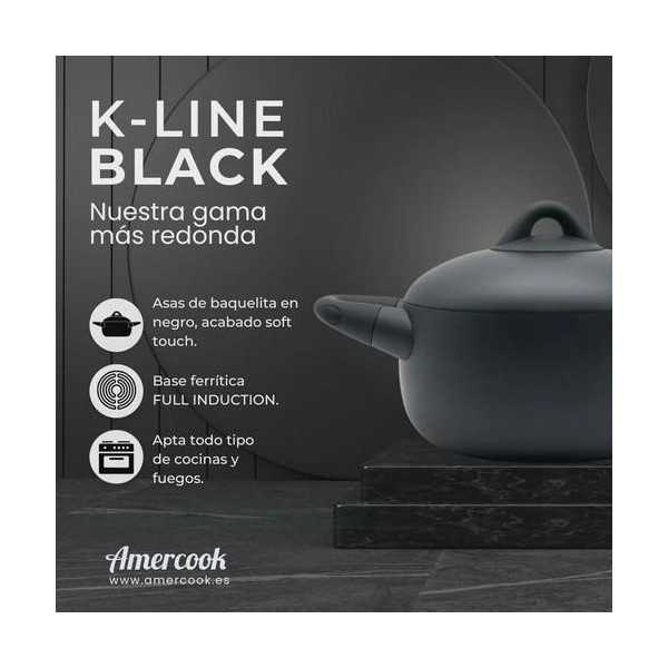 Cacerola con tapa 24CM 5L k-line black KLI0524 AMERCOOK