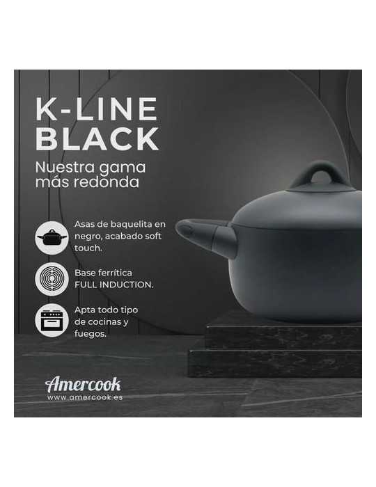 Cacerola con tapa 28CM 7L k-line black KLI0528 AMERCOOK