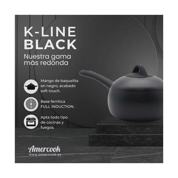 Cazo con tapa 16CM 2L k-line black KLI0416 AMERCOOK