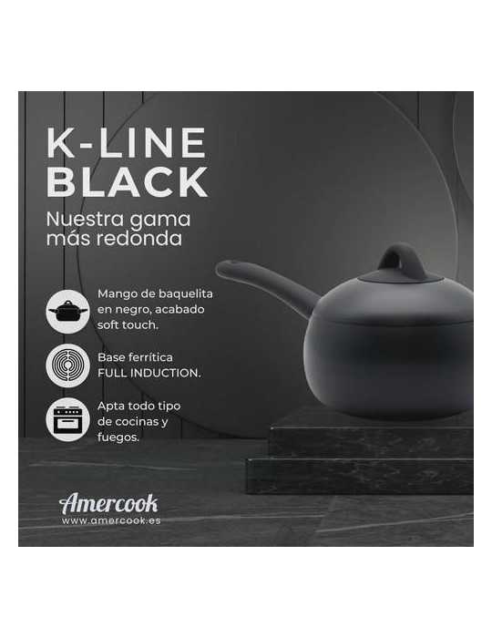 Cazo con tapa 16CM 2L k-line black KLI0416 AMERCOOK