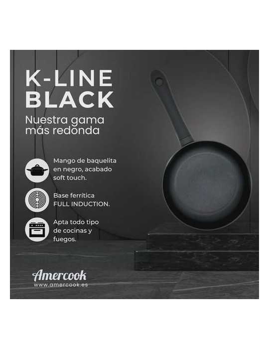 Sarten 28CM full induction k-line black KLI0128 AMERCOOK