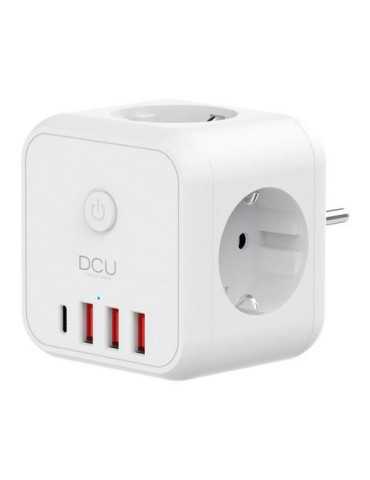 Regleta cubo 3 tomas + 4 puertos usb 5V/3.4A 3680W DCU