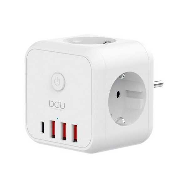 Regleta cubo 3 tomas + 4 puertos usb 5V/3.4A 3680W DCU