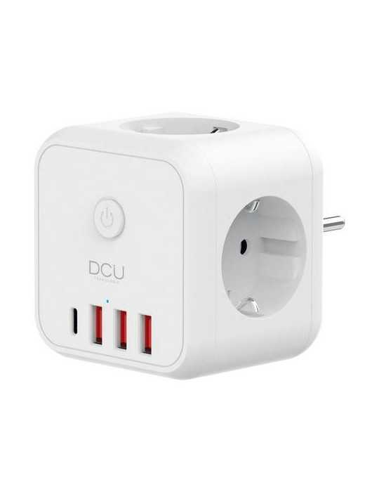 Regleta cubo 3 tomas + 4 puertos usb 5V/3.4A 3680W DCU