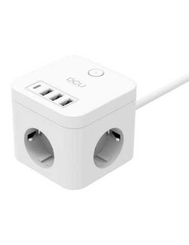 Regleta cubo 3 TOMAS+4 puertos usb 5V/3A 3680W DCU