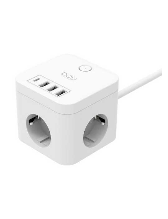Regleta cubo 3 TOMAS+4 puertos usb 5V/3A 3680W DCU