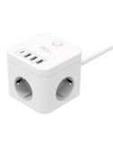 Regleta cubo 3 TOMAS+4 puertos usb 5V/3A 3680W DCU
