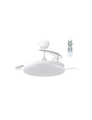 Ventilador techo aspas rectractil milky 48W blanco CRISTAL RECORD