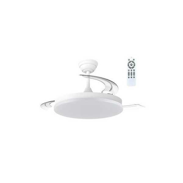 Ventilador techo aspas rectractil milky 48W blanco CRISTAL RECORD
