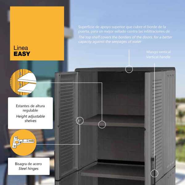 Armario Alto Con Estantes Regulables 1020X370X1630mm E101 ARTPLAST