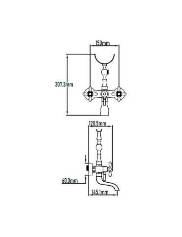 Grifo Monobloc de Ducha Serie Clasica en Cromo 2