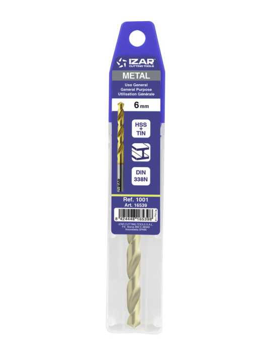 Broca 2,50 mm HSS DIN338N Classique Blister TIN -1001- IZAR