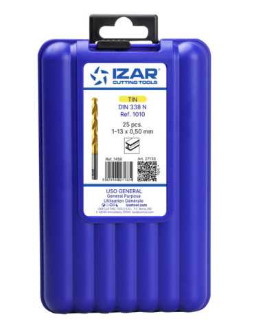 Juego Brocas 1-13X0,50 Hss+tin (1010) DIN338 25-UDS. TIN -1456- IZAR 2