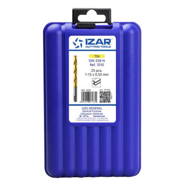 Juego Brocas 1-13X0,50 Hss+tin (1010) DIN338 25-UDS. TIN -1456- IZAR