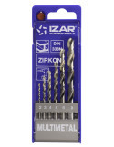 Juego Brocas 2-3-4-5-6-8 Zirkon (1015) DIN338 6-UDS. Punta Zirkonio -1462- IZAR