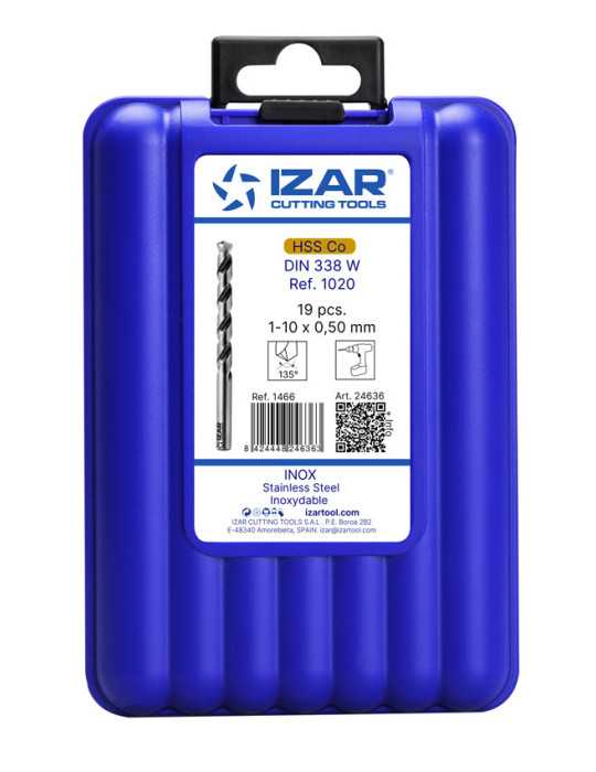 Juego Brocas 1-10X0,50 HSS Co Inox (1020) DIN338 19-UDS. -1466- IZAR