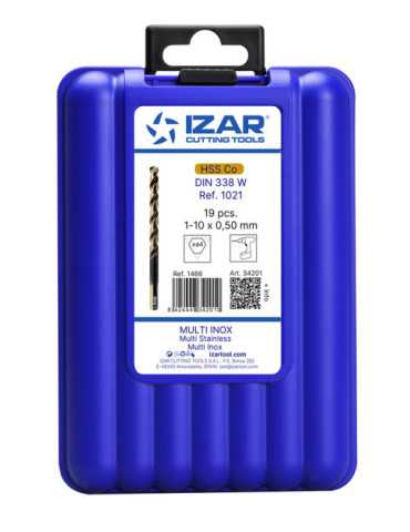 Juego Brocas 1-10X0,50 HSS Co Multi-Inox (1021) DIN338 19-UDS. -1466- IZAR 2