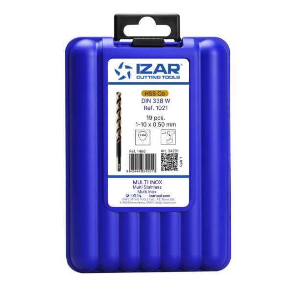 Juego Brocas 1-10X0,50 HSS Co Multi-Inox (1021) DIN338 19-UDS. -1466- IZAR
