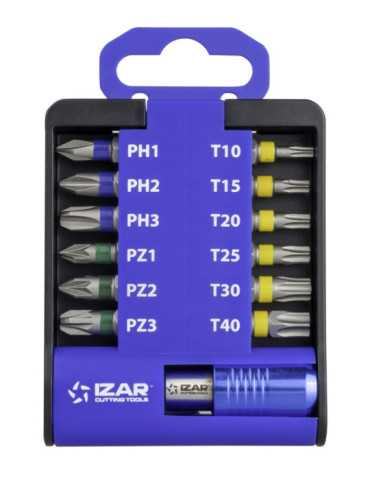 Punta Atornillar Set PH1-2-3 PZ1-2-3 T10-15-20-25-30-40 DIN3126 Standard -1520- IZAR