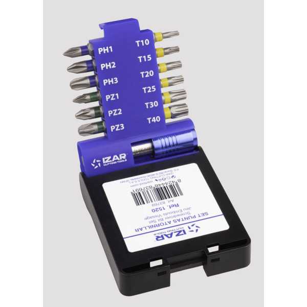 Punta Atornillar Set PH1-2-3 PZ1-2-3 T10-15-20-25-30-40 DIN3126 Standard -1520- IZAR