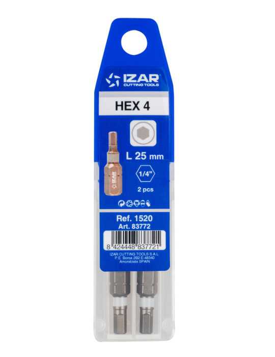 Punta Atornillar HEX 4 DIN3126 Standard L25 - (pack 2 uds. - EUR/pack) -1520- IZAR