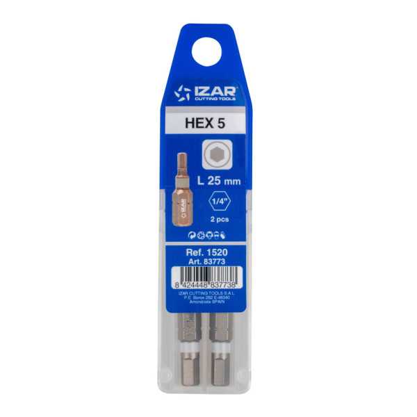 Punta Atornillar HEX 5 DIN3126 Standard L50 - (pack 2 uds. - EUR/pack) -1520- IZAR
