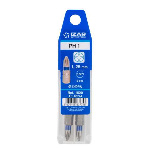 Punta Atornillar PH 1 DIN3126 Standard L25 - (pack 2 pcs. - EUR/pack) -1520- IZAR