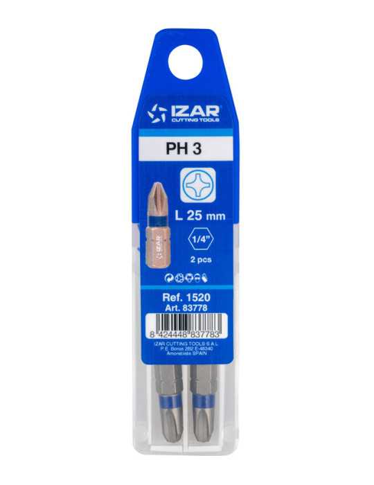 Punta Atornillar PH 3 DIN3126 Standard L25 - (pack 2 pcs. - EUR/pack) -1520- IZAR