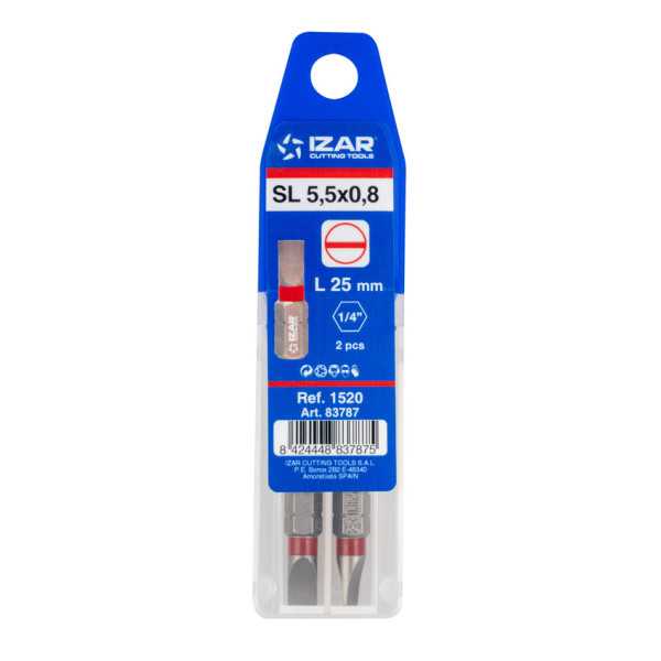 Punta Atornillar SL 4,5X0,6 DIN3126 Standard L25 - (pack 2 pcs. - EUR/pack) -1520- IZAR
