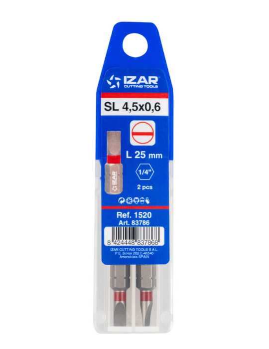 Punta Atornillar SL 6,5X1,2 DIN3126 Standard L25 - (pack 2 pcs. - EUR/pack) -1520- IZAR