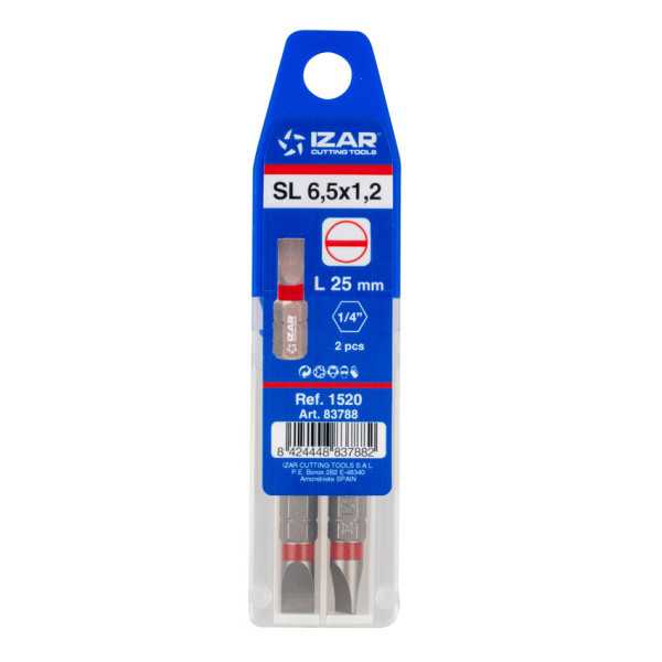 Punta Atornillar SL 6,5X1,2 DIN3126 Standard L25 - (pack 2 pcs. - EUR/pack) -1520- IZAR