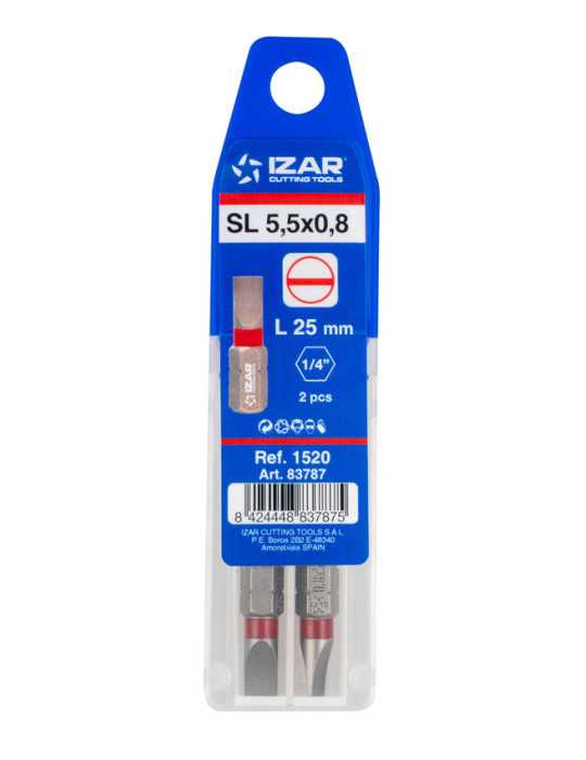 Punta Atornillar SL 6,5X1,2 DIN3126 Standard L25 - (pack 2 pcs. - EUR/pack) -1520- IZAR