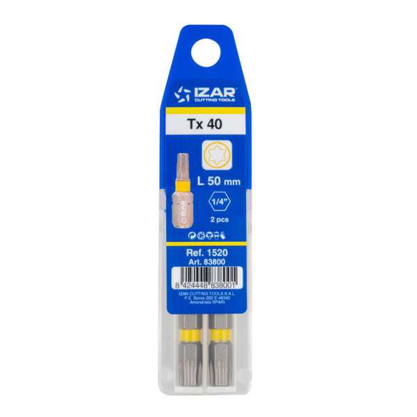 Punta Atornillar Torx 40 DIN3126 Standard L25 - (pack 2 pcs. - EUR/pack) -1520- IZAR