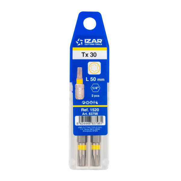 Punta Atornillar Torx 40 DIN3126 Standard L50 - (pack 2 pcs. - EUR/pack) -1520- IZAR