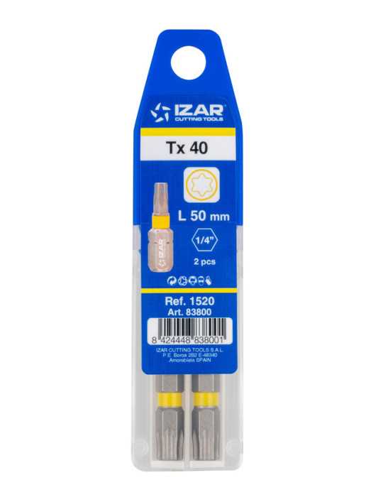 Punta Atornillar Torx 40 DIN3126 Standard L50 - (pack 2 pcs. - EUR/pack) -1520- IZAR