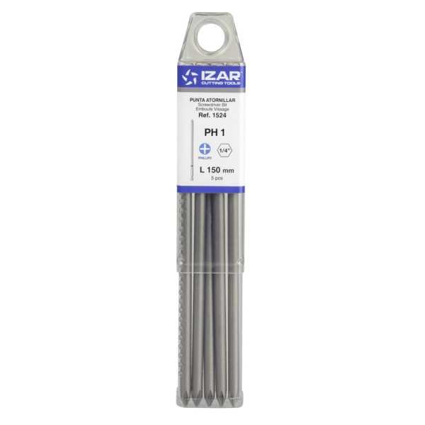 Punta Atornillar PH 1 DIN3126 Standard Larga L150 - (pack 5 pcs. - EUR/pack) -1524- IZAR
