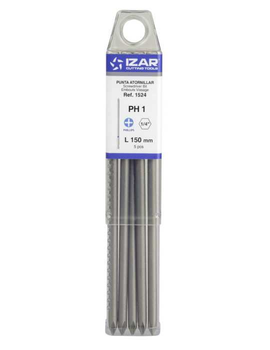 Punta Atornillar PH 1 DIN3126 Standard Larga L150 - (pack 5 pcs. - EUR/pack) -1524- IZAR