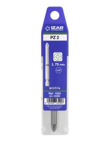 Punta Atornillar PZ 2 DIN3126 Standard Larga L75 - (pack 1 pc. - EUR/pack) -1524- IZAR 2