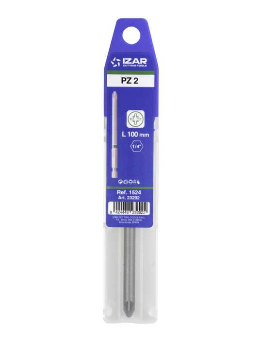 Punta Atornillar PZ 2 DIN3126 Standard Larga L100 - (pack 1 pc. - EUR/pack) -1524- IZAR