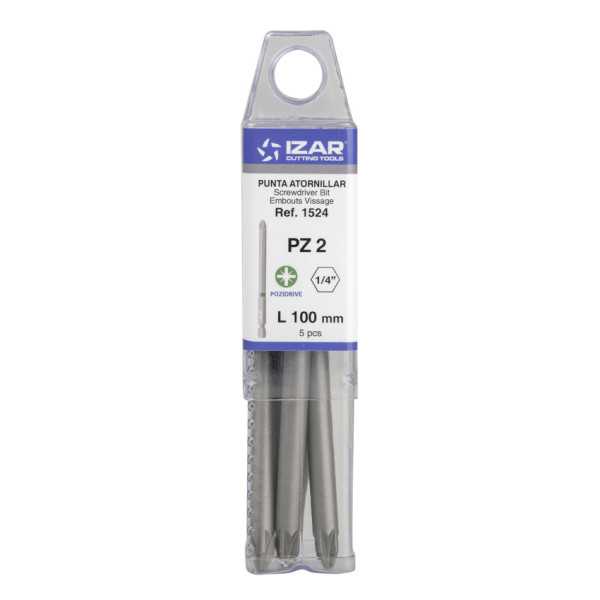 Punta Atornillar PZ 2 DIN3126 Standard Larga L100 - (pack 5 pcs. - EUR/pack) -1524- IZAR