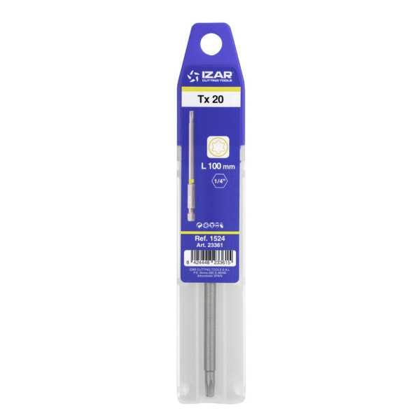 Punta Atornillar Torx 20 DIN3126 Standard Larga L100 - (pack 1 pc. - EUR/pack) -1524- IZAR