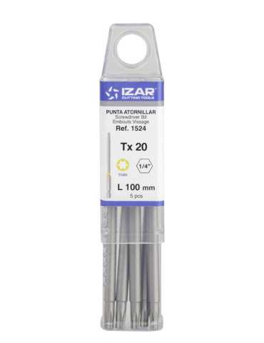 Punta Atornillar Torx 20 DIN3126 Standard Larga L100 - (pack 5 pcs. - EUR/pack) -1524- IZAR 2