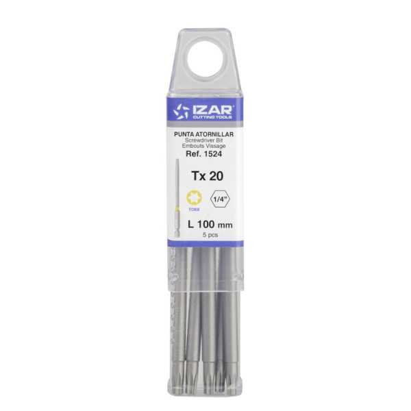 Punta Atornillar Torx 20 DIN3126 Standard Larga L100 - (pack 5 pcs. - EUR/pack) -1524- IZAR