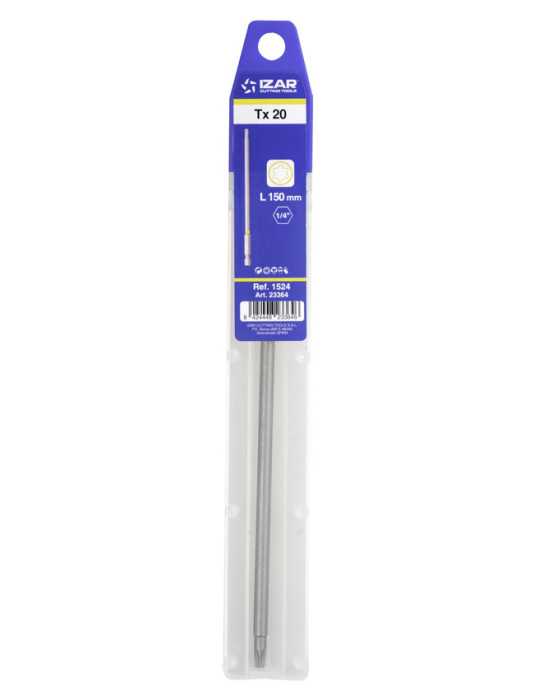 Punta Atornillar Torx 20 DIN3126 Standard Larga L150 - (pack 1 pc. - EUR/pack) -1524- IZAR