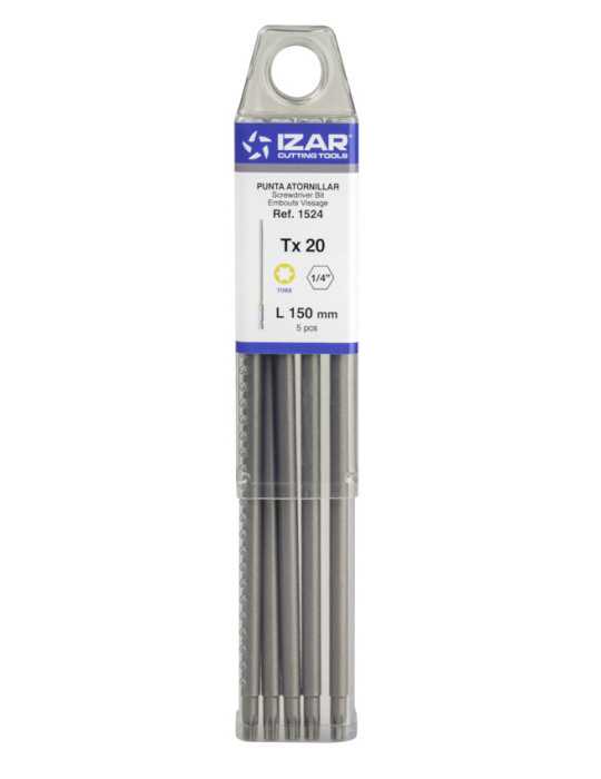 Punta Atornillar Torx 20 DIN3126 Standard Larga L150 - (pack 5 pcs. - EUR/pack) -1524- IZAR
