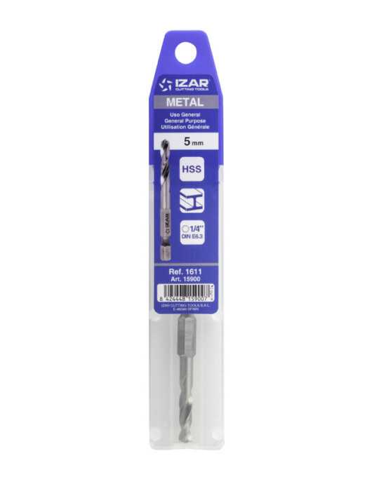Broca 8,00 mm HSS Hexagonal Extra Corta 1/4 DIN E6.3 Metal -1611- IZAR