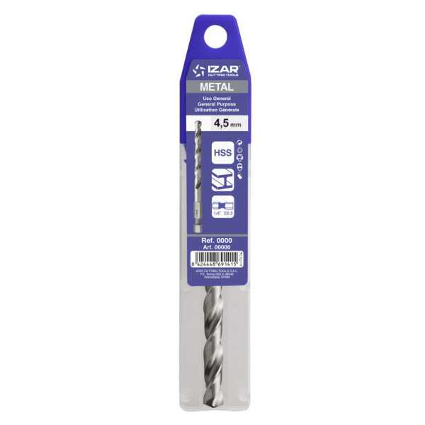 Broca 6,00 mm HSS Hexagonal 1/4 Larga DIN E6.3 Metal -1613- IZAR