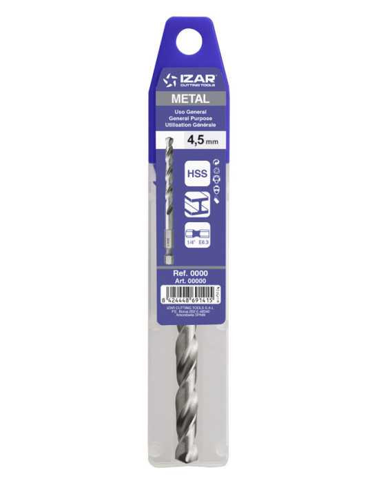 Broca 7,00 mm HSS Hexagonal 1/4 Larga DIN E6.3 Metal -1613- IZAR